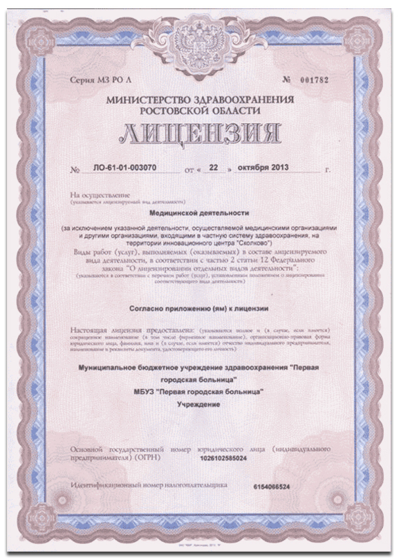 Лицензия на осуществление медицинской деятельности